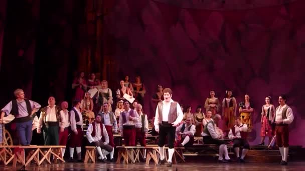 Dnipro Oekraïne Oktober 2017 Klassieke Opera Pagliacci Uitgevoerd Door Leden — Stockvideo