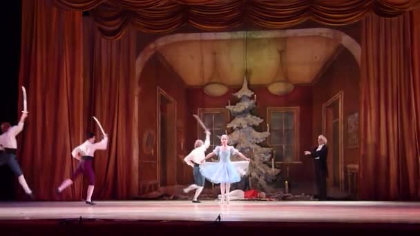 Dnipro 乌克兰 2018年1月6日 胡桃夹子芭蕾舞表演的成员 Dnipro 歌剧和芭蕾舞剧院芭蕾舞团 — 图库视频影像