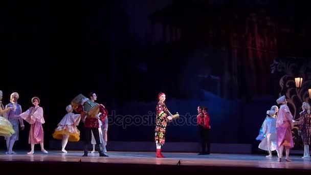 Dnipro 乌克兰 2018年1月7日 第聂伯罗彼得罗夫斯克歌剧院和芭蕾舞剧院芭蕾舞团演出的圣诞前的晚上 — 图库视频影像