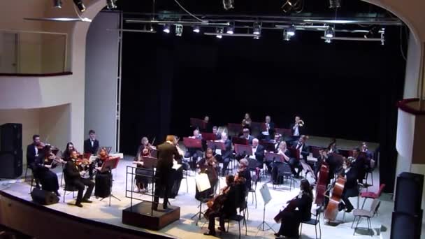 Dnipro Ukraine Janeiro 2018 Membros Orquestra Sinfônica Maestro Principal Ivan — Vídeo de Stock