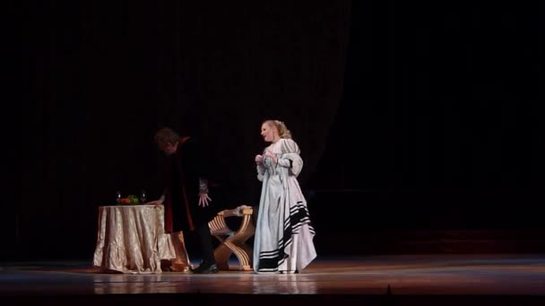 Dnipro Ukraine Februar 2018 Klassische Oper Rigoletto Mit Mitgliedern Des — Stockvideo