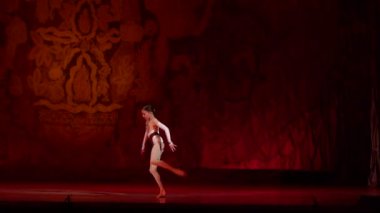 Dnipro, Ukrayna - 8 Ocak 2018: Alexandra Chesnova, Yaş 12 yıl yaşlı, Devlet Opera ve bale Tiyatrosu, Samsara Wheel gerçekleştirir.  