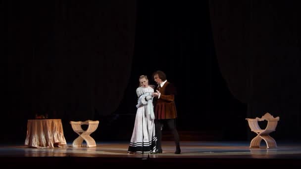 Dnipro Ukraina Lutego 2018 Klasyczna Opera Rigoletto Wykonywane Przez Członków — Wideo stockowe