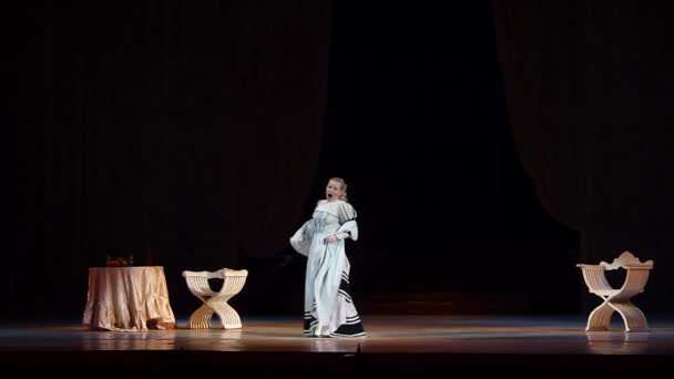 Dnipro Ucrania Febrero 2018 Ópera Clásica Rigoletto Interpretada Por Miembros — Vídeo de stock