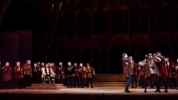 Dnipro Ukraine Fevereiro 2018 Ópera Clássica Rigoletto Interpretada Por Membros — Vídeo de Stock