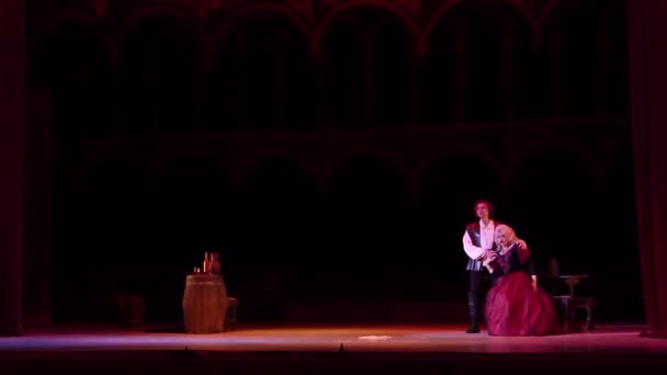 Dnipro Ukraine Februarie 2018 Opera Clasică Rigoletto Interpretată Membrii Teatrului — Videoclip de stoc