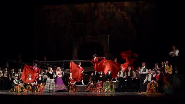 Dnipro Oekraïne Februari 2018 Klassieke Opera Carmen Uitgevoerd Door Leden — Stockvideo