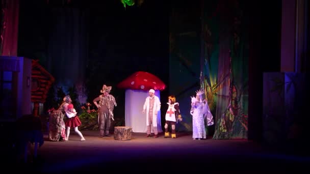 乌克兰第聂伯罗 2019年11月17日 第聂伯罗国家戏剧和喜剧剧院成员在梦幻岛表演的令人难以置信的Ksyusha冒险 — 图库视频影像