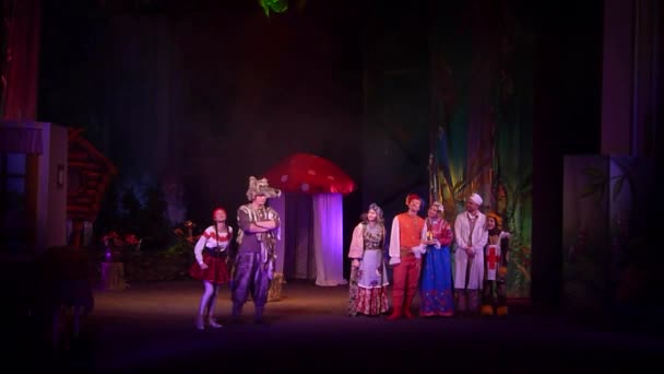 乌克兰第聂伯罗 2019年11月17日 第聂伯罗国家戏剧和喜剧剧院成员在梦幻岛表演的令人难以置信的Ksyusha冒险 — 图库视频影像
