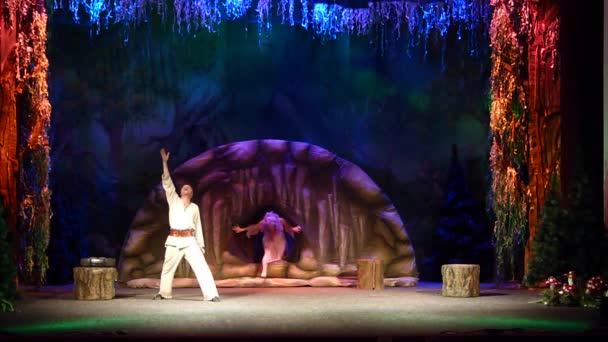 ウクライナのドニプロ 2019年12月30日 ドニプロ国立演劇喜劇劇場のメンバーによって実行される小さな妖精 — ストック動画