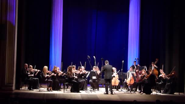 Dnipro Oekraïne December 2019 Four Seasons Chamber Orchestra Hoofddirigent Dmitry — Stockvideo