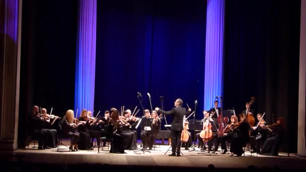 Dnipro Oekraïne December 2019 Four Seasons Chamber Orchestra Hoofddirigent Dmitry — Stockvideo