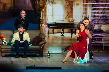 DNIPRO, UKRAINE - FEBRUARY 29, 2020: Comedy Trap by  Robert Thomas perfomed by members of the Youth Theater Mirror