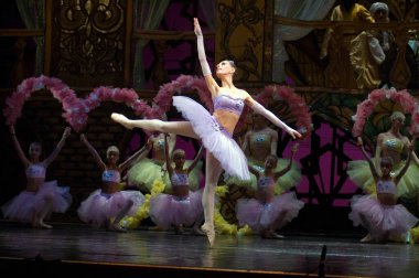 DNIPROPETROVSK, UKRAINE - 23 Ekim: Le Corsaire balesi Dnepropetrovsk Opera ve Bale Tiyatrosu tarafından 23 Ekim 2011 'de Dnipropetrovsk, Ukrayna' da sahnelendi..