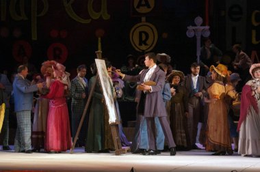 DNIPROPETROVSK, UKRAINE MAYIS 27: Dnepropetrovsk Devlet Opera ve Bale Tiyatrosu üyeleri 27 Mayıs 2012 'de Dnipropetrovsk, Ukrayna' da 