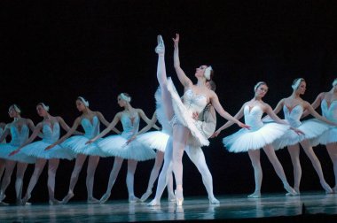 DNIPROPETROVSK, UKRAINE - 23 Nisan: Kuğu Gölü balesi Dnepropetrovsk Opera ve Bale Tiyatrosu tarafından 23 Nisan 2011 'de Dnipropetrovsk, Ukrayna' da sahnelendi.