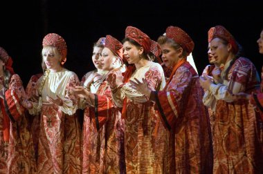 DNIPROPETROVSK, UKRAINE JANUARY 28: Dnepropetrovsk Devlet Opera ve Bale Tiyatrosu üyeleri 28 Ocak 2012 'de Dnipropetrovsk, Ukrayna' da 