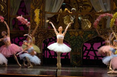 DNIPROPETROVSK, UKRAINE - 23 Ekim: Le Corsaire balesi Dnepropetrovsk Opera ve Bale Tiyatrosu tarafından 23 Ekim 2011 'de Dnipropetrovsk, Ukrayna' da sahnelendi..