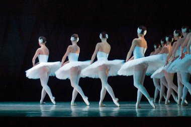 DNIPROPETROVSK, UKRAINE - 23 Nisan: Kuğu Gölü balesi Dnepropetrovsk Opera ve Bale Tiyatrosu tarafından 23 Nisan 2011 'de Dnipropetrovsk, Ukrayna' da sahnelendi.