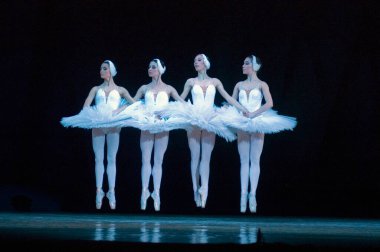 DNIPROPETROVSK, UKRAINE - 23 Nisan: Kuğu Gölü balesi Dnepropetrovsk Opera ve Bale Tiyatrosu tarafından 23 Nisan 2011 'de Dnipropetrovsk, Ukrayna' da sahnelendi..