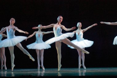 DNEPROPETROVSK, UKRAINE - 23 Nisan: Kuğu Gölü balesi Dnepropetrovsk Opera ve Bale Tiyatrosu tarafından 23 Nisan 2011 'de Dnepropetrovsk, Ukrayna' da sahnelendi..