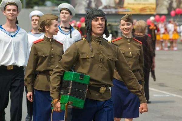 Dnepropetrovsk Ukraine Mei Militaire Parade Ter Viering Van Tweede Wereldoorlog — Stockfoto