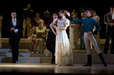 DNIPROPETROVSK, UKRAINE NOVEMBER 15: Dnepropetrovsk Devlet Opera ve Bale Tiyatrosu üyeleri 15 Kasım 2011 'de Dnipropetrovsk, Ukrayna' da 
