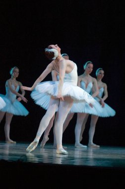 DNIPROPETROVSK, UKRAINE - 23 Nisan: Kuğu Gölü balesi Dnepropetrovsk Opera ve Bale Tiyatrosu tarafından 23 Nisan 2011 'de Dnipropetrovsk, Ukrayna' da sahnelendi.