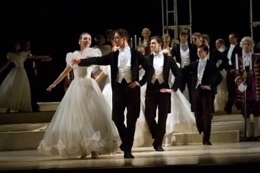 DNIPROPETROVSK, UKRAINE NOVEMBER 15: Dnepropetrovsk Devlet Opera ve Bale Tiyatrosu üyeleri 15 Kasım 2011 'de Dnipropetrovsk, Ukrayna' da 