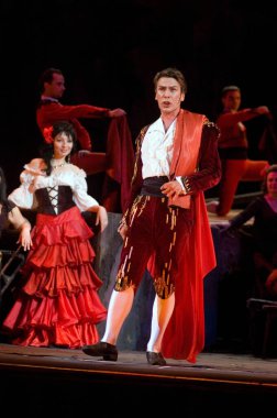 DNIPROPETROVSK, UKRAINE 3 Haziran: Dnepropetrovsk Devlet Opera ve Bale Tiyatrosu üyeleri 3 Haziran 2011 'de Dnipropetrovsk, Ukrayna' da 