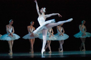 DNIPROPETROVSK, UKRAINE - 23 Nisan: Kuğu Gölü balesi Dnepropetrovsk Opera ve Bale Tiyatrosu tarafından 23 Nisan 2011 'de Dnipropetrovsk, Ukrayna' da sahnelendi..