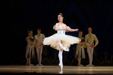 DNIPROPETROVSK, UKRAINE - 23 Nisan: Kuğu Gölü balesi Dnepropetrovsk Opera ve Bale Tiyatrosu tarafından 23 Nisan 2011 'de Dnipropetrovsk, Ukrayna' da sahnelendi.