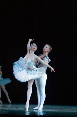 DNIPROPETROVSK, UKRAINE - 23 Nisan: Kuğu Gölü balesi Dnepropetrovsk Opera ve Bale Tiyatrosu tarafından 23 Nisan 2011 'de Dnipropetrovsk, Ukrayna' da sahnelendi.