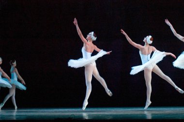 DNIPROPETROVSK, UKRAINE - 23 Nisan: Kuğu Gölü balesi Dnepropetrovsk Opera ve Bale Tiyatrosu tarafından 23 Nisan 2011 'de Dnipropetrovsk, Ukrayna' da sahnelendi.