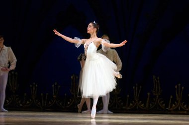 DNIPROPETROVSK, UKRAINE - 23 Nisan: Kuğu Gölü balesi Dnepropetrovsk Opera ve Bale Tiyatrosu tarafından 23 Nisan 2011 'de Dnipropetrovsk, Ukrayna' da sahnelendi.