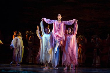 DNIPROPETROVSK, UKRAINE - 25 Mart 2011 Dnipropetrovsk, Ukrayna 'da Dnepropetrovsk Opera ve Bale Tiyatrosu tarafından sahnelenen yaşam balesi.