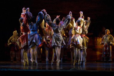 DNIPROPETROVSK, UKRAINE - 25 Mart 2011 Dnipropetrovsk, Ukrayna 'da Dnepropetrovsk Opera ve Bale Tiyatrosu tarafından sahnelenen yaşam balesi.