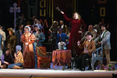 DNIPROPETROVSK, UKRAINE MAYIS 27: Dnepropetrovsk Devlet Opera ve Bale Tiyatrosu üyeleri 27 Mayıs 2012 'de Dnipropetrovsk, Ukrayna' da 