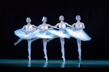 DNEPROPETROVSK, UKRAINE - 23 Nisan: Kuğu Gölü balesi Dnepropetrovsk Opera ve Bale Tiyatrosu tarafından 23 Nisan 2011 'de Dnepropetrovsk, Ukrayna' da sahnelendi..
