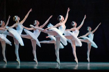 DNIPROPETROVSK, UKRAINE - 23 Nisan: Kuğu Gölü balesi Dnepropetrovsk Opera ve Bale Tiyatrosu tarafından 23 Nisan 2011 'de Dnipropetrovsk, Ukrayna' da sahnelendi.