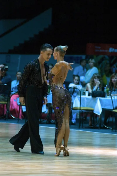 Dnipropetrovsk Ukraine Wrzesień Niezidentyfikowana Para Taneczna Pozycji Tanecznej Podczas Światowego — Zdjęcie stockowe