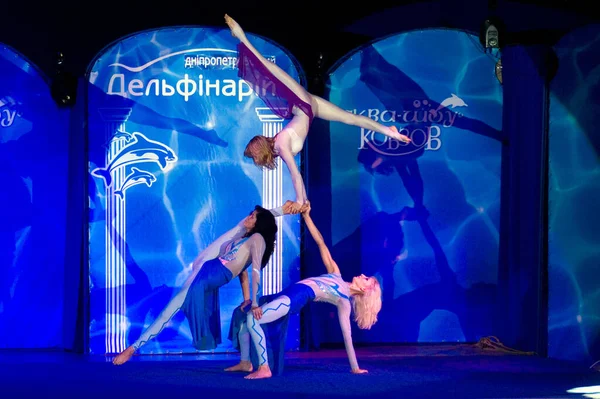 Dnepropetrovsk Ucrania Septiembre Participantes Identificados Muestran Arte Durante Aqua Show —  Fotos de Stock