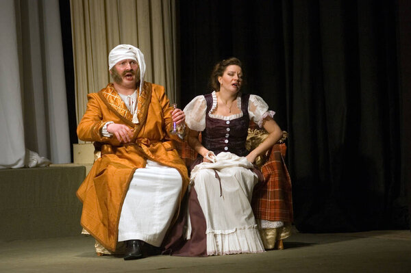 DNEPROPETROVSK, UKRAINE - DECEMBER 15: Members of the Dnepropetrovsk State Russian Drama Theatre perform " In search of love" on December 15, 2011 in Dnepropetrovsk, Ukraine 