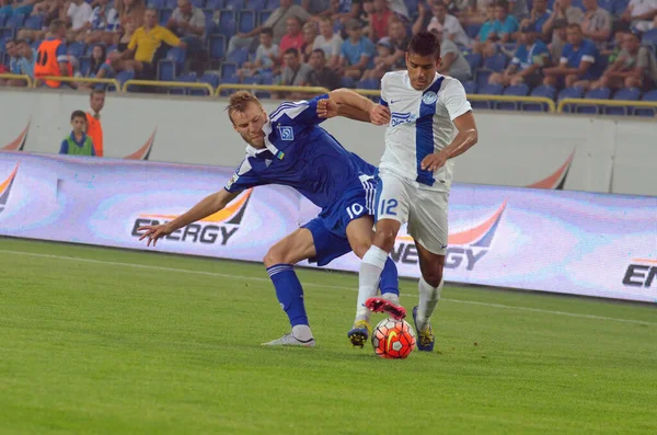 Dnipropetrovsk Ukraine August 2015 Leo Matos Dnipro Fights Ball Andriy — Stock Photo, Image