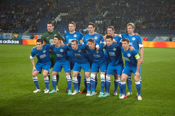 DNIPROPETROVSK, UKRAINE - DECEMBER 6: Football Club Dnipro Team before the match of UEFA Europa League FC Dnipro vs FC AIK on December 6, 2012 in Dnipropetrovsk, Ukraine