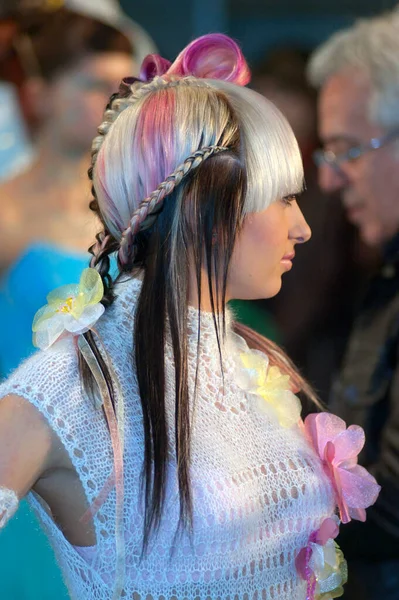 Dnepropetrovsk Ukraine March Model Prepares Backstage Championship Hairdressing Nail Aesthetics — Stock Photo, Image