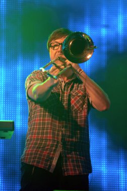 DNEPROPETROVSK, UKRAINE - 13 Temmuz: LENINGRAD rock grubu üyeleri 13 Temmuz 2013 'te Dnepropetrovsk, Ukrayna' da En İyi Şehir Festivali 'nde gösteri yaptılar.