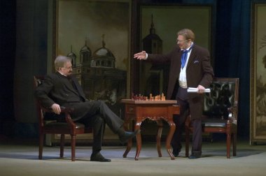 DNEPROPETROVSK, UKRAINE - 21 Mart: Dnepropetrovsk Devlet Tiyatrosu üyeleri 21 Mart 2014 tarihinde Dnepropetrovsk, Ukrayna 'da başka bir SPIRIT sahneledi