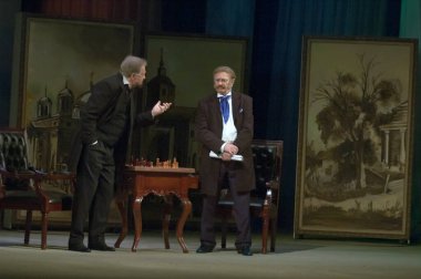 DNEPROPETROVSK, UKRAINE - 21 Mart: Dnepropetrovsk Devlet Tiyatrosu üyeleri 21 Mart 2014 tarihinde Dnepropetrovsk, Ukrayna 'da başka bir SPIRIT sahneledi