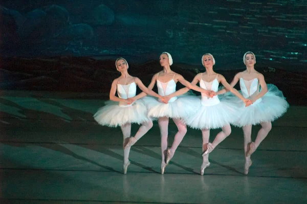 DNEPROPETROVSK, UKRAINE - 27 Nisan: Dnepropetrovsk Opera ve Bale Tiyatrosu tarafından 27 Nisan 2014 'te Dnepropetrovsk, Ukrayna' da gerçekleştirilen Kuğu Gölü balesi